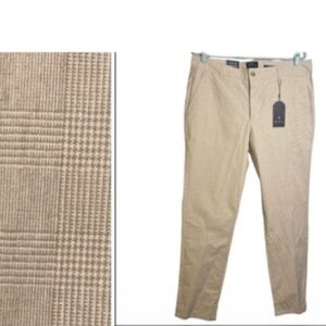 Ben Sherman Cotton Chinos Classic Slim Fit Tonal Khaki Woven Print Size 36 X 32